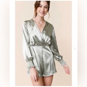 Francesca's "Nick" Surplice Satin Romper